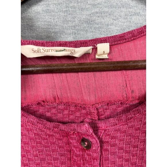 Soft Surroundings Pink Palmer Boho‎ Floral Embroidery Thermal Top Size S - Picture 4 of 6